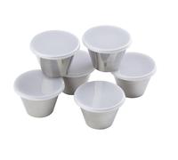 Tablecraft Ramekins rotondi con coperchi da 3 OZ - Confezione da 6 once trasparenti con coperchi trasparenti