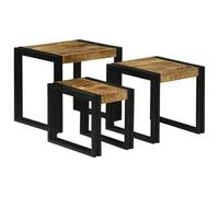 Tables Gigognes 3 Pc Marrone E Nero 50 X 40 X 45 Cm | Stile loft industriale, materiali grezzi, marrone e nero, ad incastro, risparmio di spazio, uso interno, soggiorno