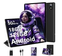 Tablet 10 Pollici Android con 18GB RAM + 128GB ROM(TF 1TB), HD Tablet con 5G Wi-Fi 6, Widevine L1, Octa-Core 1.8 GHz, USB-C, BT 5.0, 6000mAh,Custodia, Nero