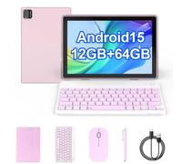 Tablet 2 in 1 da 10 pollici con Android 11 e tastiera, espandibile 4GB + 64GB + 512GB, doppia fotocamera, touch screen IPS, WiFi, Bluetooth, potente batteria, tablet PC certificato Google, rosa