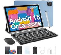 Tablet 2025, tablet Android 15 da 10,1 pollici con 12 RAM, 64 GB di memoria ROM, espansione da 2 TB, processore octa-core, touchscreen HD, doppia fotocamera, tablet 2 in 1 con tastiera, custodia