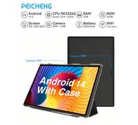 Tablet Android 14 da 10,1 pollici con custodia PEICHENG ZB10, RK3326S quad-core a 1,6 GHz/2 GB di RAM 32 GB di ROM/Wi-Fi 2,4 G + Wi-Fi 6/BT 5.2/schermo touch FHD IPS/fotocamera doppia 2MP+5MP/USB-C/se