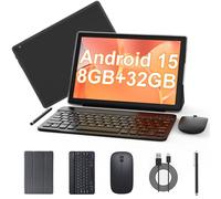 Tablet Android 15 10 pollici, tablet 2 in 1 con tastiera. 8 GB RAM+32 GB ROM Supporto Tablet espandibile da 1 TB PC, CPU Quad-Core, schermo HD, BT, WiFi, tablet a lunga durata della batteria con