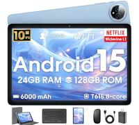 Tablet Android 15 da 10 pollici, 24 GB di RAM 128 ROM, tablet con custodia per tastiera e pennino capacitivo, 1 TB espandibile, Octa-Core 6000 mAh 1280 x 800 IPS HD, 5G WiFi, CPU T615, alte