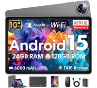 Tablet Android 15 da 10 pollici 24 GB RAM 128 ROM Tablet con custodia per tastiera, pennino per mouse, 1 TB espandibile, Octa-Core 6000 mAh 1280 x 800 IPS HD, WiFi 5G, CPU T615, alta