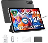 Tablet Android 15 Gaming Tablet da 12" con slot per schede SIM, penna, 24 GB + 256 GB (fino a 2TB), 2.4K 120Hz FHD + display IPS, 9000 mAh/33W, 8MP + 16MP AI Camera, 5G WiFi, GPS-MEGA 2 (24G)