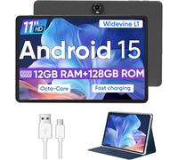 Tablet Android 15, tablet da 11 pollici con processore Octa Core, 12 GB di RAM + 128 GB ROM 1 TB espandibile, Widevine L1, batteria 8000 mAh, 2,4/5 GHz Dual Band WiFi/GPS/radio FM, fotocamere 5/8 MP