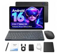Tablet Android 16 aggiornato 2026 da 10,1 pollici con touch screen IPS HD, doppia fotocamera, memoria da 64 GB di espansione da 1 TB, kit tablet 8 in 1 con tastiera, custodia protettiva, mouse, stilo