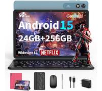 Tablet Android con tastiera, tablet Android 16 aggiornato 2026 con 24 GB+256 GB+2 TB espandibile, tablet PC da 10 pollici con 8 core, Gemini AI, WiFi, 8000 mAh, GPS, tablet 2 in 1 con custodia/mouse