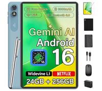 Tablet Android con tastiera, tablet Android 16 aggiornato 2026 con 24 GB+256 GB+2 TB espandibile, tablet PC da 10 pollici con 8 core, Gemini AI, WiFi, 8000 mAh, GPS, tablet 2 in 1 con custodia/mouse