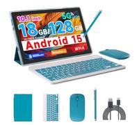 Tablet Android da 10 pollici 2 in 1, 12 GB di RAM, 128 GB di ROM, espandibile a 1 TB, con custodia, tastiera, pennino capacitivo, doppia fotocamera, WiFi, Bluetooth, batteria da 6.000 mAh,