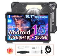 Tablet Cubot TAB KingKong S Android 15, Display 10.1'' 90Hz, 15300mAh, 16GB(6+10) 256GB, Luce da Campeggio, Fotocamera 48MP