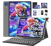 Tablet da 10 pollici, tablet Android 15 2026 con tastiera, 26 GB+256 GB+2 TB espandibile, tablet PC con Gemini AI, Octa-Core, 8000mAh, 5G WiFi, Widevine L1, GMS, tablet 2 in 1 con custodia, mouse