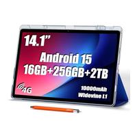 Tablet da 14" con schermo grande, Android 15, 16 GB di RAM, 256 GB ROM, display IPS FHD 1920 x 1200, Widevine L1, 10000 mAh 18 W, Wi-Fi e Bluetooth, 4G LTE, con custodia e pennino capacitivo