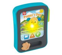 Fisher-Price Tablet delle Storie di Cagnolino Ridi e Impara, giocattolo per neonati, finto tablet con musica e luci; per bambini +6 mesi, multilingue: Inglese, Italiano, Portoghese, Spagnolo, JFJ88