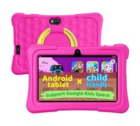 Tablet per bambini, 7 pollici, Android 15, 8 GB+32 GB, 1 TB espandibile, quad-core, con custodia antiurto, BT5.0, WiFi 5, controllo genitori, giochi, doppia fotocamera (rosa)