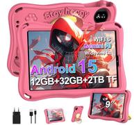 Tablet per bambini da 9 pollici, con 32 GB ROM + 2 TB TF Android15 Face ID EVA Case rosa