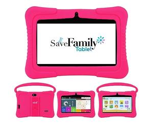 Tablet per bambini SaveFamily 7 pedagogico e divertente con browser sicuro per bambini, doppio controllo parentale, oltre 100 giochi, metodo Montessori, custodia in silicone