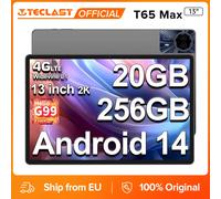Tablet Teclast T65 Max da 13 pollici Max. Tablet Android 14 con 20GB di RAM, 256GB di ROM, Processore Helio G99, Fotocamera da 13MP, Batteria da 10000mAh, 300 nit di luminosità