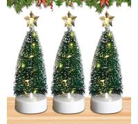 Tabletop Christmas Tree Set | 3-Piece Artificial LED Christmas Tree Ornaments | Pre-Lit Warm Decor for Holiday Celebrations | Perfect Small Christmas Supplies for Living Room Decoration