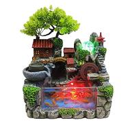 Tabletop Fountain Tabletop Mini Rockery Fountain with LED Lights Resin Rockery Water Fountain Bonsai Home Decor for Gift And Decoration