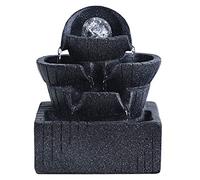 Tabletop Mini Fountain with LED Lights And Rolling Crystal Ball Indoor Small Fountains Running Water Resin Decorations Lucky Waterfall Crafts/Feng Shui Ornaments for Living Room/Bedroom/Office (E)