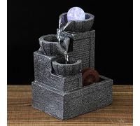 Tabletop Mini Fountain with LED Lights And Rolling Crystal Ball Indoor Small Fountains Running Water Resin Decorations Lucky Waterfall Crafts/Feng Shui Ornaments for Living Room/Bedroom/Office (C)