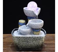 Tabletop Mini Fountain with LED Lights And Rolling Crystal Ball Indoor Small Fountains Running Water Resin Decorations Lucky Waterfall Crafts/Feng Shui Ornaments for Living Room/Bedroom/Office