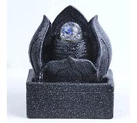 Tabletop Mini Fountain with LED Lights And Rolling Crystal Ball Indoor Small Fountains Running Water Resin Decorations Lucky Waterfall Crafts/Feng Shui Ornaments for Living Room/Bedroom/Office (D)