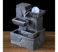 Tabletop Mini Fountain with LED Lights And Rolling Crystal Ball Indoor Small Fountains Running Water Resin Decorations Lucky Waterfall Crafts/Feng Shui Ornaments for Living Room/Bedroom/Office (B)