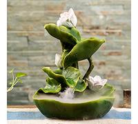 Tabletop Mini Water Fountain Indoor Fountains Lotus Running Water Resin Decorations with LED Lights And Atomizer Feng Shui Ornaments for Living Room/Bedroom/Office Quiet And Relaxing Water Sound