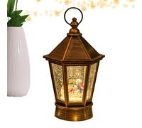 Tabletop Snow Globe Christmas Ornament, Battery Operated Snow Globe Lantern, Swirling Glitter Christmas Decoration, Musical Christmas Snow Lantern 14 x 14 x 22,5 cm