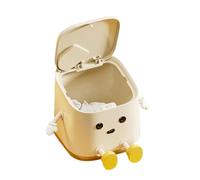 Tabletop Trash Can - Bedroom Workplace Laundry Room Nursery Dorm | Push-open Small Vanity Trash Can | With Lid Cute Odor-Proof Space-Saving Waste Box For Living Room Bathroom