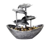 Tabletop Water Fountain - 4 Tier Leaf Indoor Desktop Fountaina With LED Lights, USB Powered Small Waterfall Desk Fountain With Automatic Pump Switch For Home Office Relaxation Decor