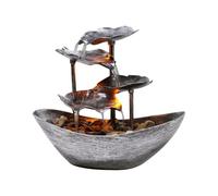 Tabletop Water Fountain - 4-Tiers Leaf Small Waterfall Fountains Convenient Use USB Desk Fountain Automatic Pump With Power Switch - Tabletop Fountains Indoor With LED Lights