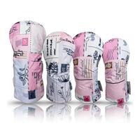Taboo Fashions Resort Collection - Coperture per mazze da golf da donna, set di coperture numerate per driver, fairway e mazze ibride, resistenti alle intemperie, confezione da 4 (note d'amore rosa)