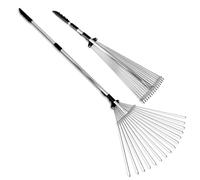 TABOR TOOLS J16E - Rastrello telescopico in metallo, lunghezza 160 cm, rastrello pieghevole regolabile per pulire rapidamente prato e cortile, rastrello per foglie da giardino, manico espandibile con