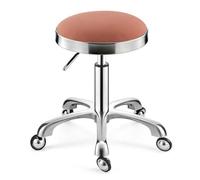 Tabouret de Selle, Tabouret Rond pivotant pour Salon de beauté et Usage médical - Chaise à roulettes en Cuir avec Coussin pour Spa, Bureau, Massage, manucure, tatouage, Couleur Ros