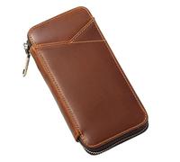 TABSIRAH Astuccio in pelle - Quattro scomparti Zip Cancelleria, Marrone
