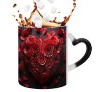TABSIRAH che cambia il calore, da caffè in ceramica a forma di cuore, 325 ml, bicchieri colorati che cambiano colore, da latte con motivo romantico a | divertente