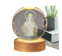 TABSIRAH Gesù di incandescente | Gesù Gesù Glowing Crystal Ball Night Light | di LED con base in legno | Decorazione a di di Gesù Santo Gesù con base in legno