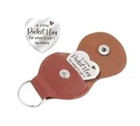 TABSIRAH Portachiavi tascabile, moneta da abbraccio, moneta a doppio lato a forma di cuore con portachiavi in pelle, ricordo a lunga distanza, moneta ricordo in acciaio inox per familiari e amici,