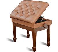 Taburete de piano, banco de piano, taburete de tocador, banco de piano de altura ajustable con compartimento para guardar partituras, silla de piano con construcción de madera maciza, perfecto para p