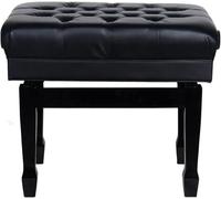 Taburete de piano, banco de piano, taburete de tocador, banco de piano de altura ajustable, taburete de piano individual con cojín de cuero transpirable e impermeable, 65 x 45 x 45-55 cm, perfecto pa