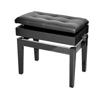 Taburete de piano de lujo, suave y ajustable, de madera maciza gruesa, ideal para practicar instrumentos musicales. Incluye espacio de almacenamiento. Color café. Medidas: 56 x 35 x 56 cm. Color negr