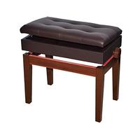 Taburete de Piano de lujo, Suave y Ajustable, de Madera maciza gruesa, Ideal para practicar instrumentos musicales. Incluye espacio de almacenamiento. Color: Negro (56 x 35 x 56 cm), Café (56 x 35 x