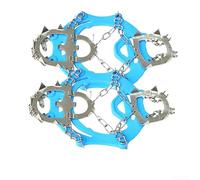 Tacchetti da ghiaccio a 13 denti per scarpe e stivali, ramponi in gomma antiscivolo e acciaio per passeggiate, escursionismo, alpinismo, pesca sul ghiaccio, con borsa per il trasporto (blu, M)