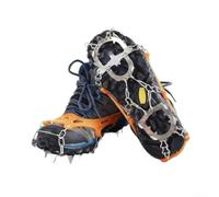 Tacchetti da ghiaccio a 13 denti per scarpe e stivali, ramponi in gomma antiscivolo e acciaio per passeggiate, escursionismo, alpinismo, pesca sul ghiaccio, con borsa per il trasporto (giallo-M)