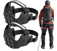 Tacchetti da ghiaccio per stivali, 1 paio di ramponi con strisce riflettenti, punte per scarponi da trekking, impugnature per neve, per camminare, alpinismo, pesca, attività all'aperto, corsa