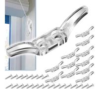 Tacchetti in plastica trasparente, confezione da 12 pezzi, con viti per la gestione dei cavi su modelli standard non motorizzati per tende da finestra (doppio foro)